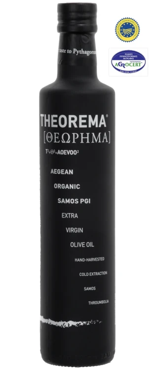 Wybierz oliwę extra virgin Theorema BIO z Samos w butelce 500 ml. Doskonała do codziennego gotowania. Tłoczona na zimno z oliwek Koroneiki i Throubolia, kwasowość 0,28%. Odkryj prawdziwy smak Grecji.