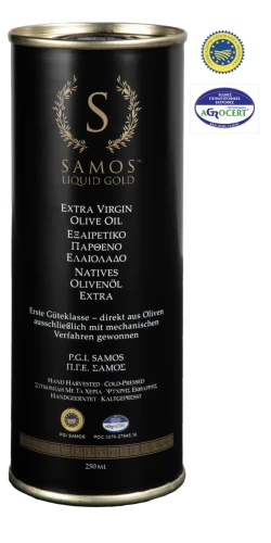 Odkryj oliwę Samos z odmian Throubolia i Koroneiki w puszce 250ml. Owocowa, lekko pikantna. Idealna na prezent. Kwasowość 0,28%. Wysyłamy z Polski w 24h!