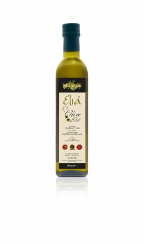 Oliwa EVOO Elia 500 ml – Koroneiki Troumbolia, Tłoczona na Zimno, w ciemnej butelce