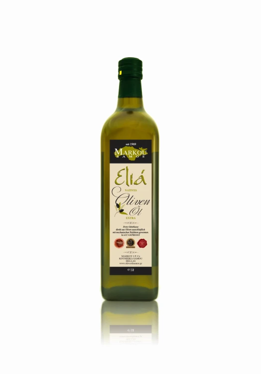 Oliwa EVOO Elia 1l – Koroneiki Troumbolia, Tłoczona na Zimno, w ciemnej butelce