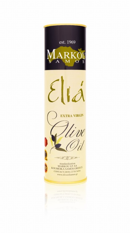 Oliwa EVOO Elia 1 litr – Koroneiki Troumbolia, Tłoczona na Zimno, w puszce