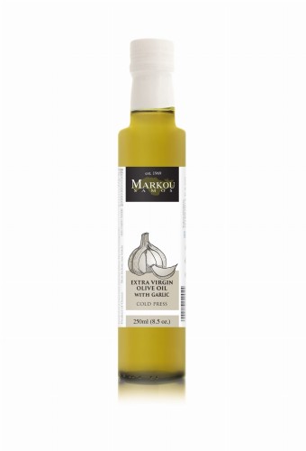 Oliwa EVOO Elia z czosnkiem 250 ml – Koroneiki Troumbolia, Tłoczona na Zimno