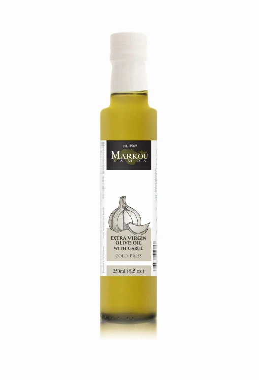 Oliwa EVOO Elia z czosnkiem 250 ml – Koroneiki Troumbolia, Tłoczona na Zimno